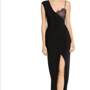 BCBG Max Azria Black Asymmetric Lace Dress Size 8